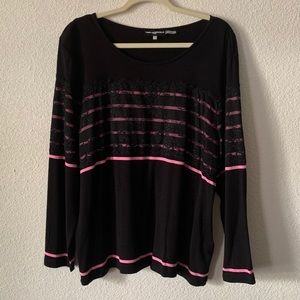 Karl Lagerfeld pink and black lace sweater